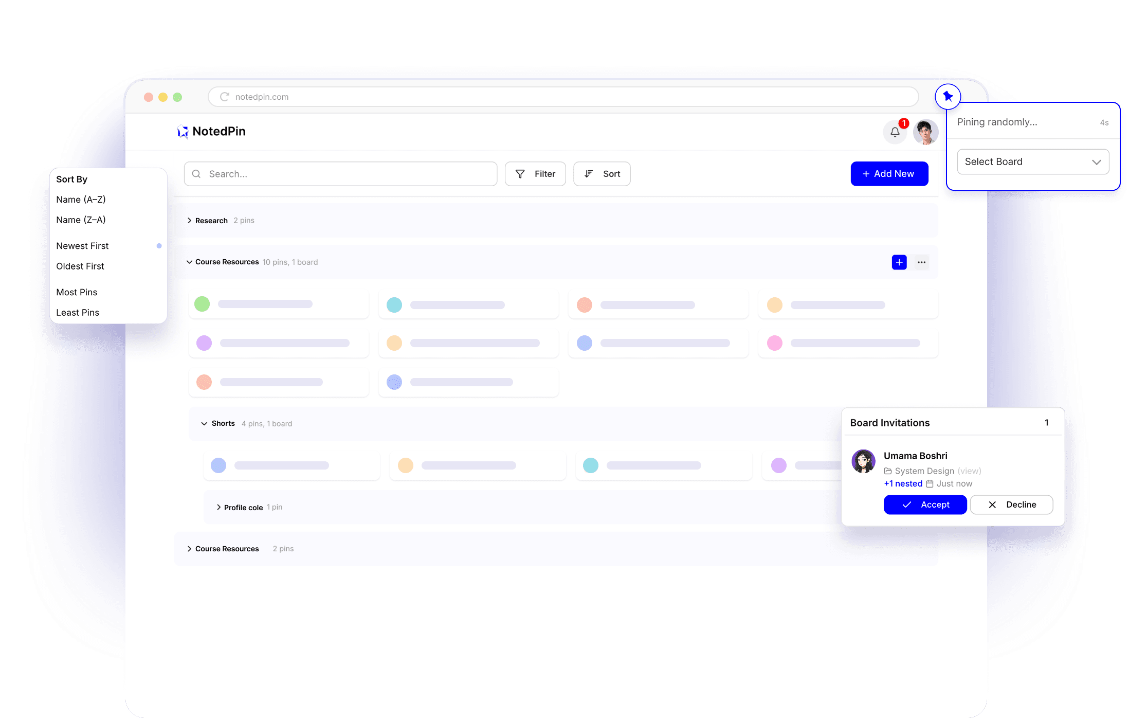 NotedPin app preview