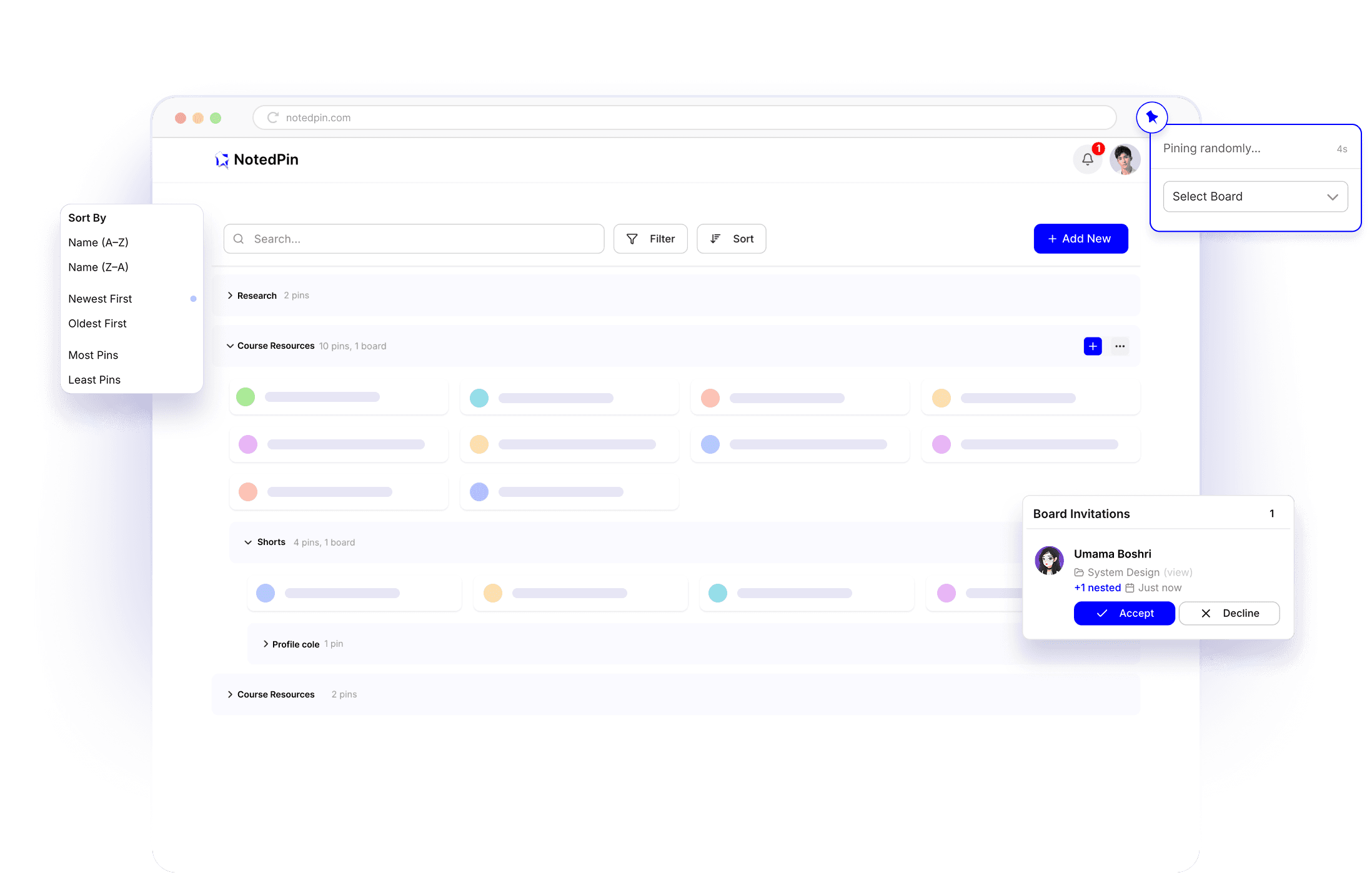 NotedPin app preview